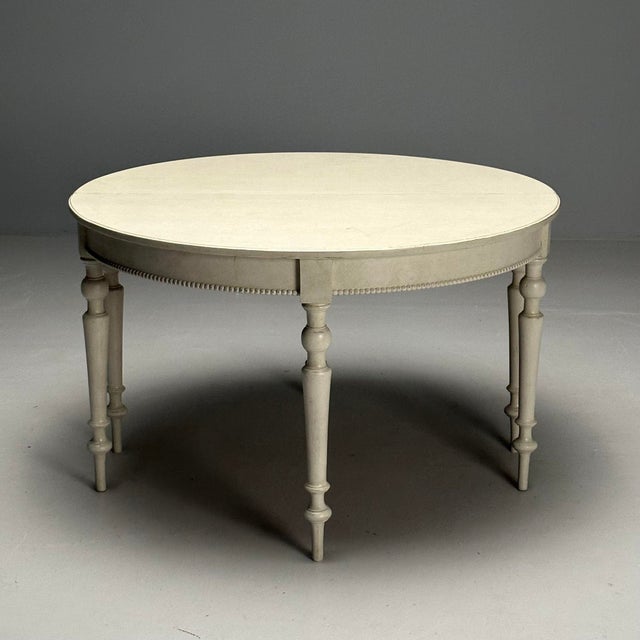 Gustavian, Large Swedish Dining Table, Gray Paint Distressed, Sweden, 1970s For Sale In New York - Image 6 of 12