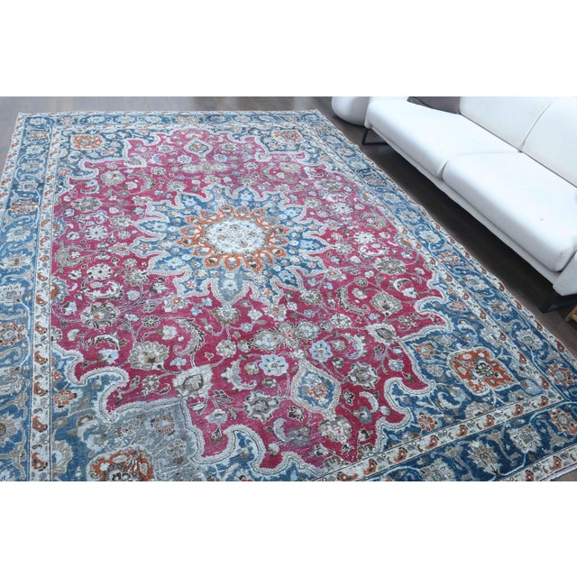 1970s Vintage Persian Handmade Wool Cotton Light Red Area Rug For Sale - Image 4 of 11