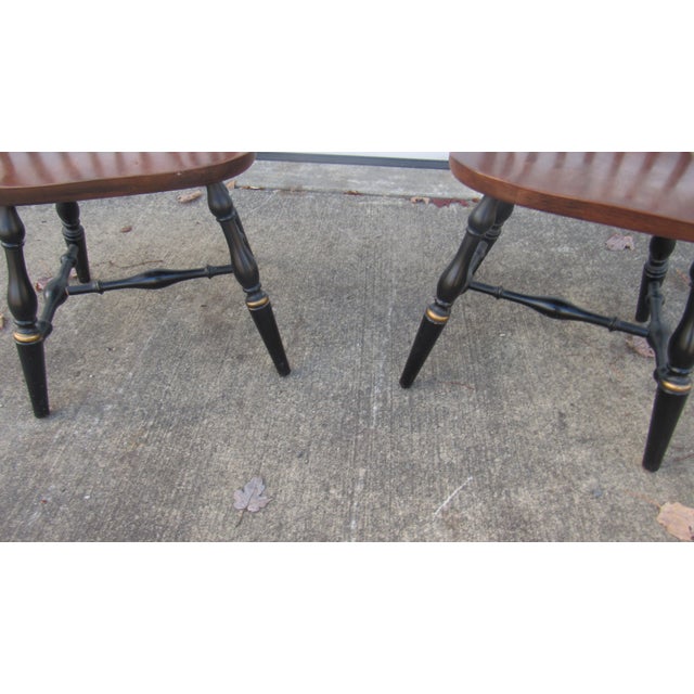 1980s Pair Hitchcock Chairs Farmhouse Black Signed Designer For Sale - Image 6 of 10