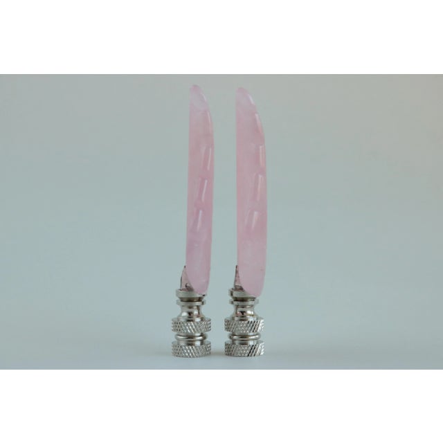 Boho Chic Cherry Blossom Pink Leaf Lamp Finials - a Pair For Sale - Image 3 of 7