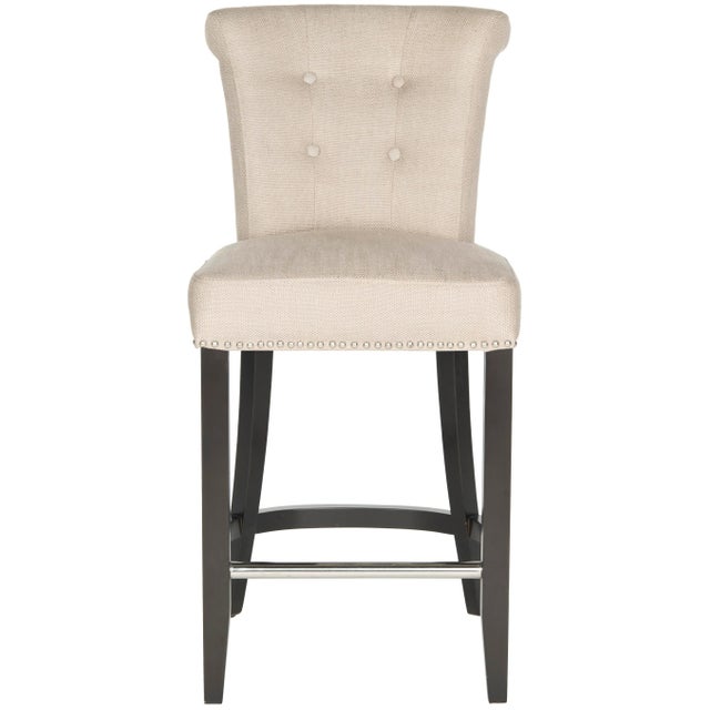 Wood Ring Counter Stool in Biscuit Beige & Espresso For Sale - Image 7 of 7