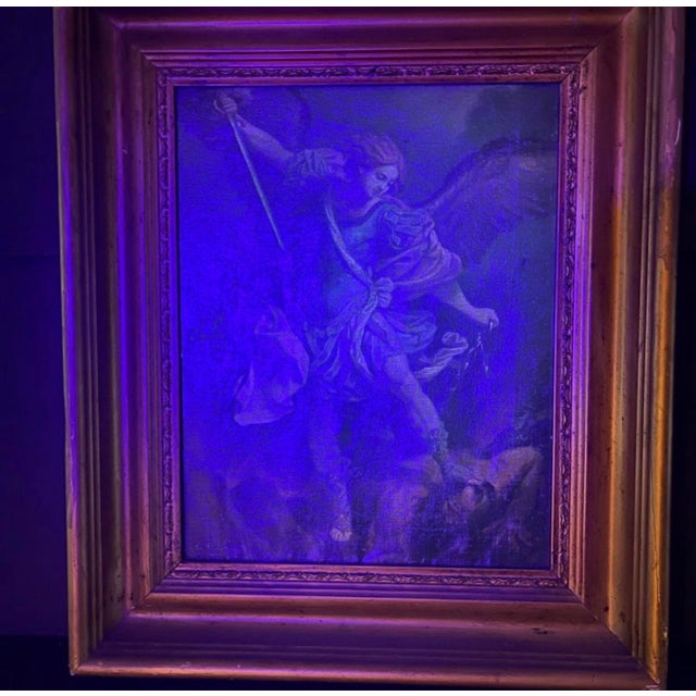 After Guido Reni, "The Archangel Michael Defeating Satan" Oil on Canvas Painting For Sale In West Palm - Image 6 of 12
