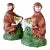 Pair of Vintage Italian Ceramic Monkey Figurines With Lemon Garlands For Sale