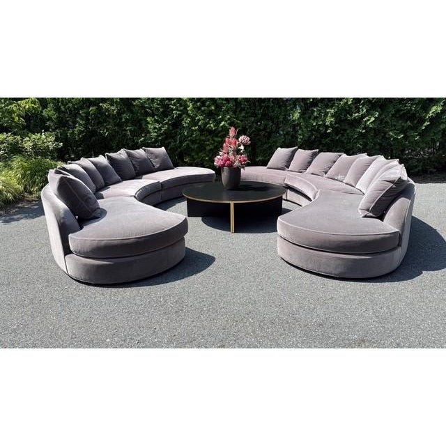 Bright Chair Company Custom Mohair Crescent Sectionals – Set of 2 For Sale - Image 9 of 15