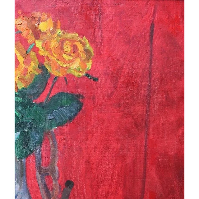 Realism Floral Still Life Oil Painting, Ukrainian Soviet Art (1985) 75-75 For Sale - Image 3 of 6