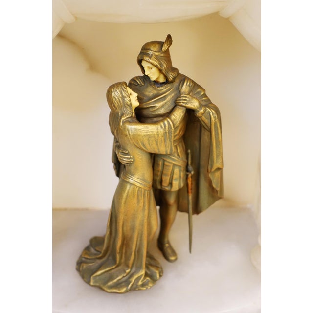 1920s Rare French Art Nouveau J. B. Hirsch Carved Alabaster Marble Bronze Table Lamp For Sale In Los Angeles - Image 6 of 13