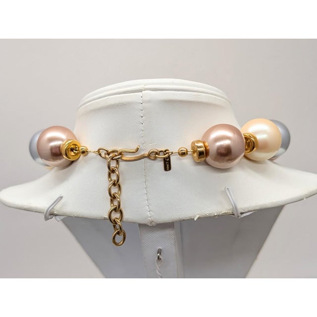 Vintage 1985 Signed Monet Multi-Color Big Faux-Pearl Necklace