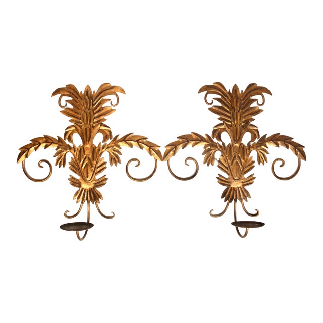 Vintage Golden Gilt Italian Sconces For Sale