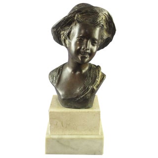 Neapolitan Bronze Scugnizzo Statue with Marble Base from De Martino, 1950 For Sale