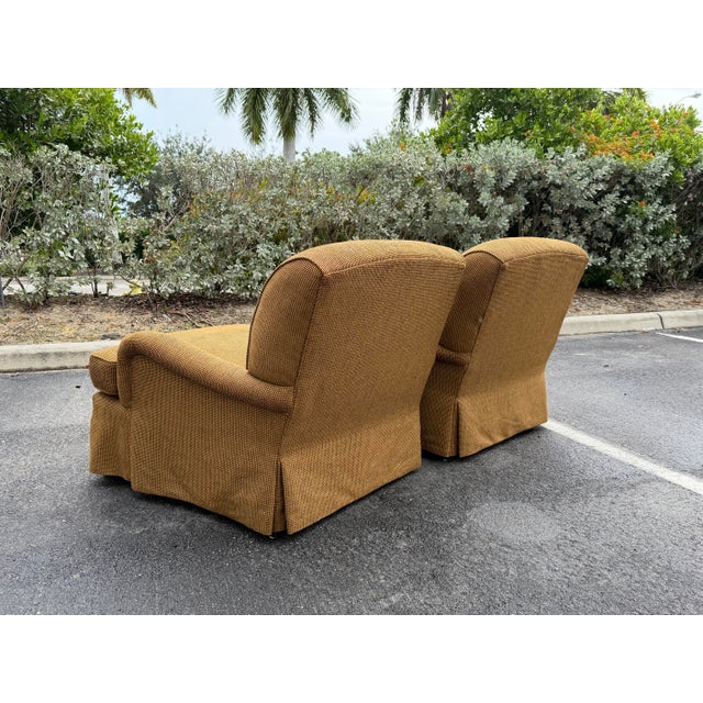 Wood Lee Industries English Roll Arm Skirted Lounge Chairs, Pair For Sale - Image 7 of 12