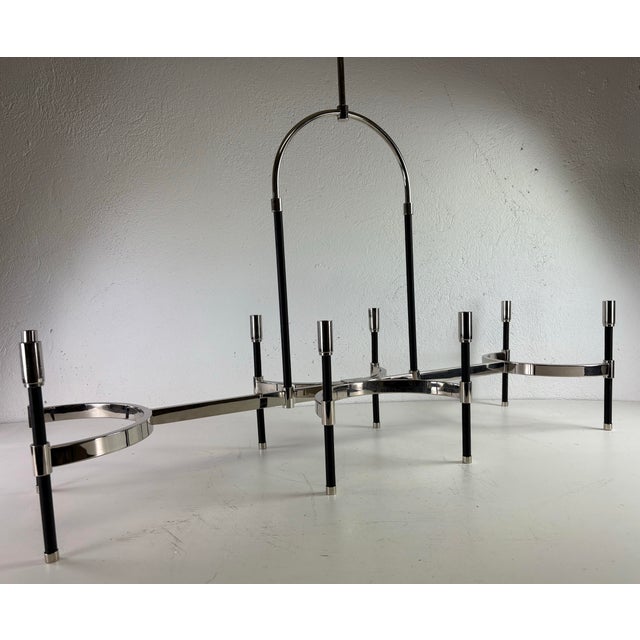 Late 20th Century Ralph Lauren Nickel and Leather Chandelier For Sale - Image 12 of 12