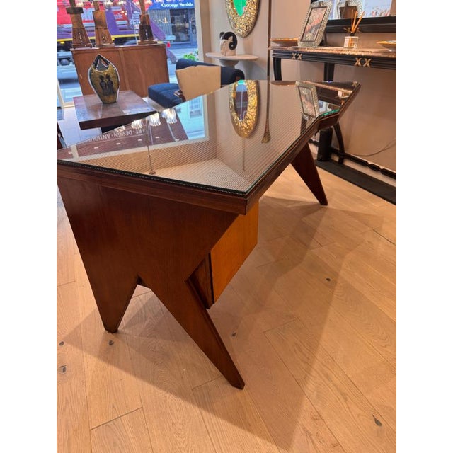 Geometric Four Drawers Writing Desk attributed to Silvio Cavatorta, 1950s For Sale - Image 6 of 8