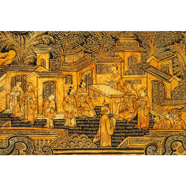 Incredible Large Antique Chinoiserie Asian Lacquer Tea Caddy Box Home Decor For Sale - Image 12 of 15