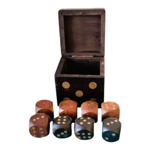 Vintage Solid Wood Dice Game Set With Clever Cube Box.