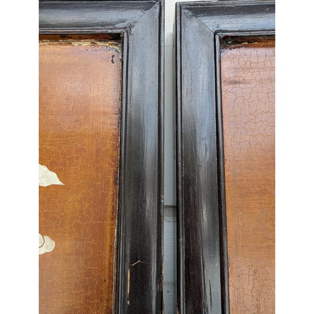 1940s Chinese Coromandel Four Panel Hand Painted Folding Screen /Partition For Sale - Image 14 of 17