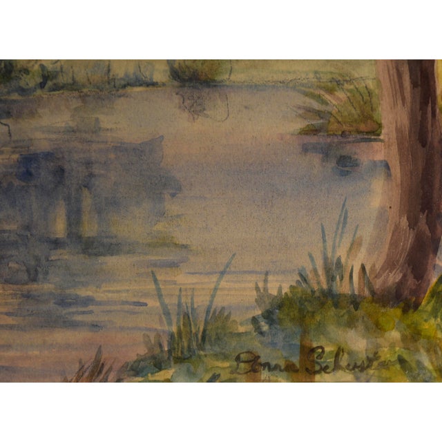 American California Lake Landscape Original Watercolor on Paper by Donna Schuster For Sale - Image 3 of 7