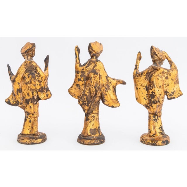 Mid 20th Century James Mont Style Gilt Metal Figural Sculptures, 3 For Sale - Image 5 of 7