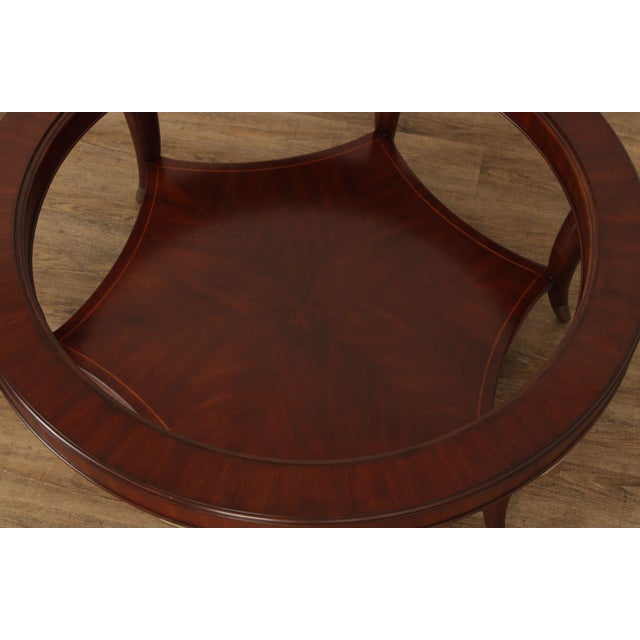 Thomasville 'Bogart" Art Deco Style Mahogany Glass Top Round Coffee