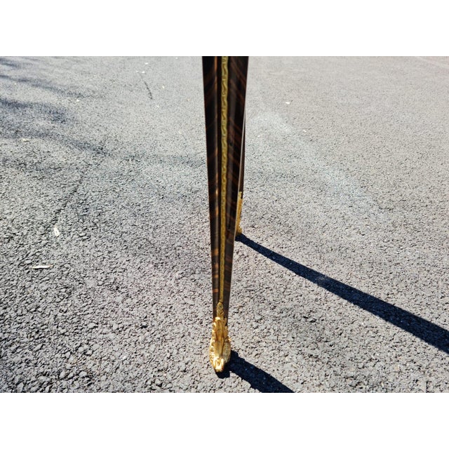 Wood Lady French Style Marquetry Gilt Bronze Desk/Table With Clock For Sale - Image 7 of 13