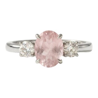 Rose Quartz Engagement Ring, Pink Gemstone Bridal Ring Us 7 For Sale