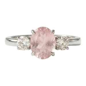 Rose Quartz Engagement Ring, Pink Gemstone Bridal Ring Us 7