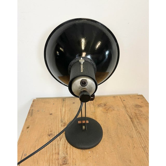 Metal Vintage Industrial Black Enamel Table Lamp, 1950s For Sale - Image 7 of 14