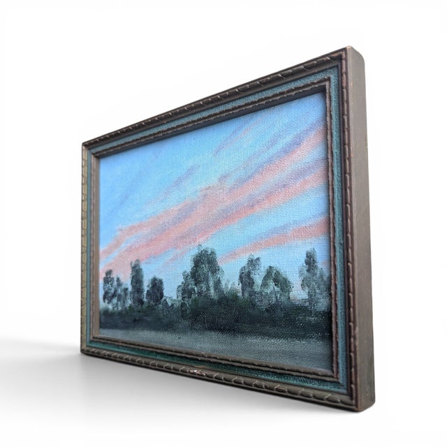 Farmhouse Original Sunset Cotton Candy Skies Landscape Painting Framed For Sale - Image 3 of 5
