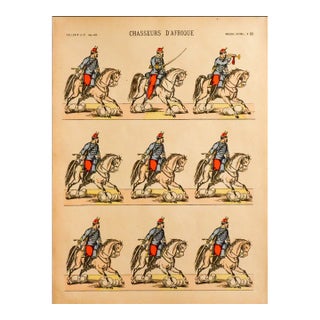 1880s - 1890s French Military Print - Imagerie d'Épinal #90 - Chasseurs d'Afrique For Sale