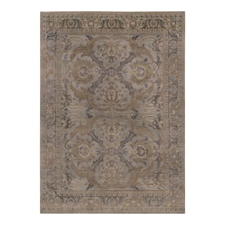 Rug & Kilim’s Modern Rug in Polonaise-Inspired Beige and Gray Floral Medallion For Sale