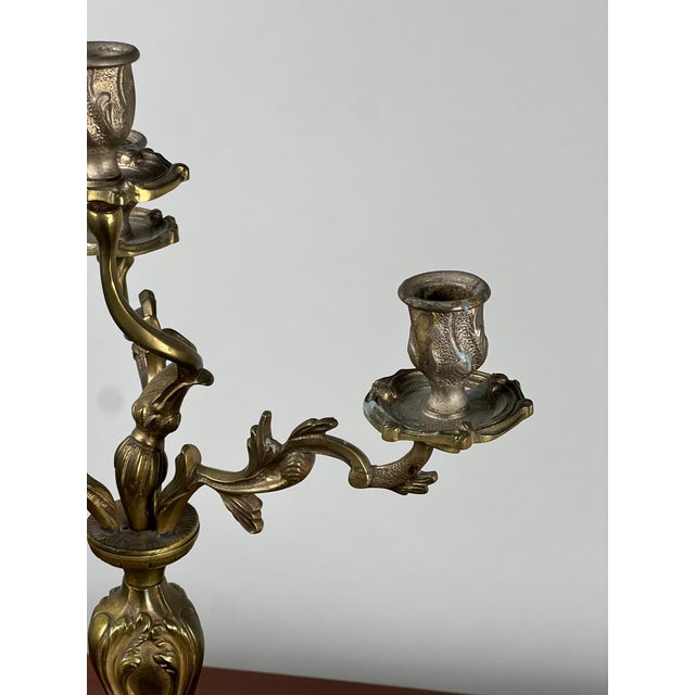 Vintage Brass Louis XV Style Four Light Candelabra For Sale In Boston - Image 6 of 8