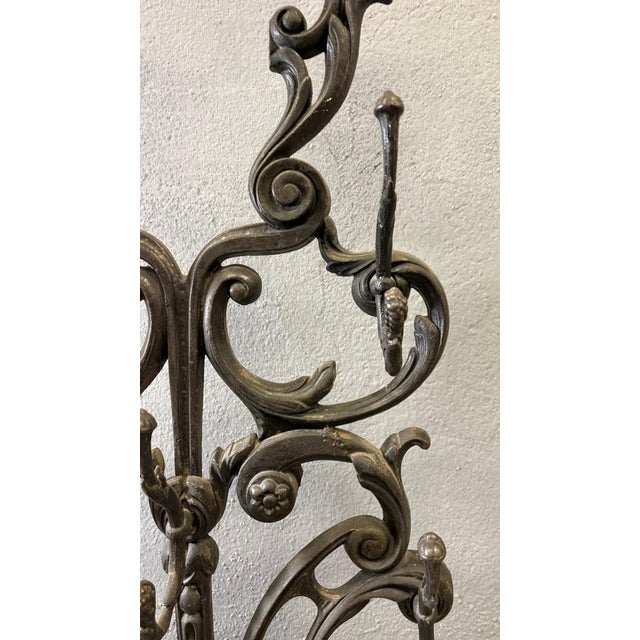 Antique Victorian Ornate Cast Iron Hall Stand with Marble Base, 19th Century For Sale - Image 17 of 18