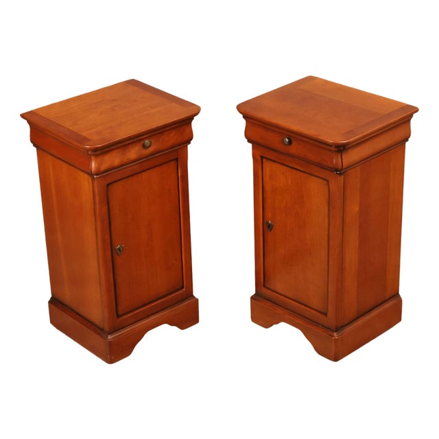 French Louis Philippe Style Pair Of Cherry Nightstands For Sale