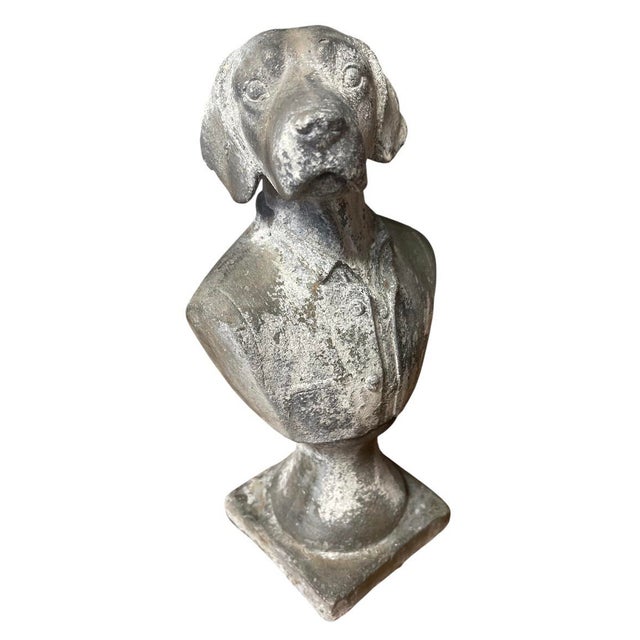 2000 - 2009 Vintage Anthropomorphic Cast Iron Pointer Dog Bust For Sale - Image 5 of 12