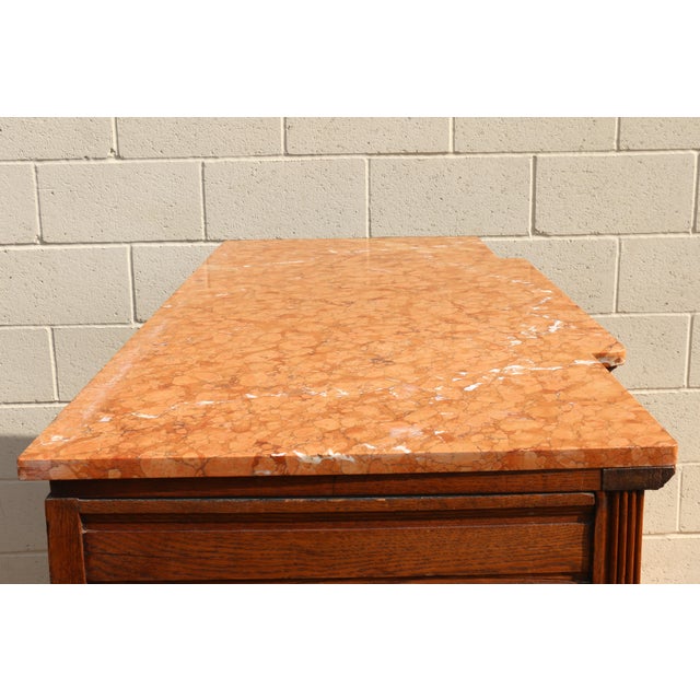 Antique French Provincial Louis XV Carved Oak Marble Top Sideboard For Sale - Image 11 of 12