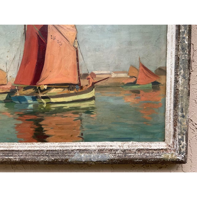 Red Early 20th Century French Impressionist Harbor Painting / Lucien Lefebvre\-Foine For Sale - Image 8 of 17