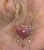 Rhodochrosite Heart Necklace With Diamonds, Spinel & 14k Gold Paperclip Chain For Sale - Image 4 of 7
