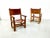 Vintage French Brutalist Castle Armchairs in Oak and Cognac Leather, 1920s, Set of 2 For Sale - Image 3 of 13
