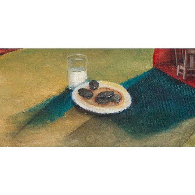 Textile Surrealist Still Life with Milk and Cookies David Musser 1992 For Sale - Image 7 of 10