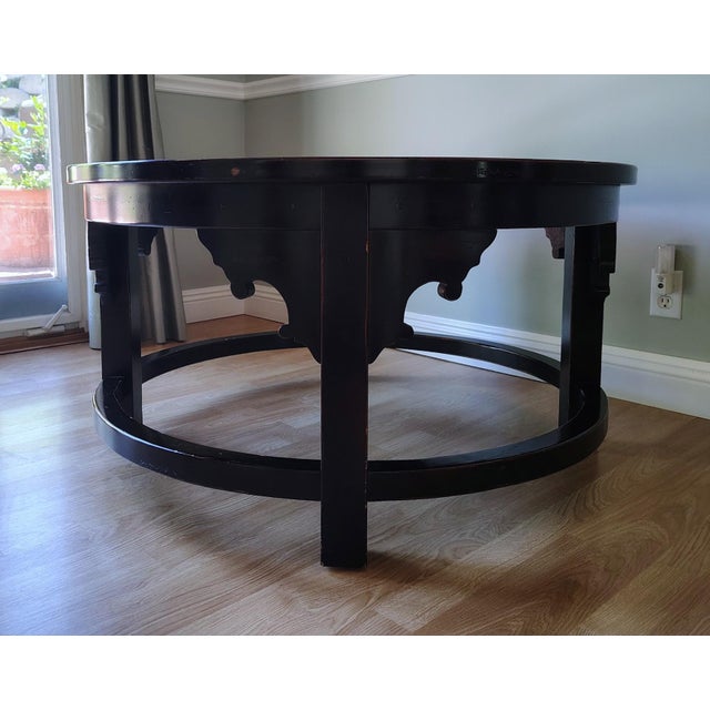 Rustic Round Cocktail Coffee Table by Sherrill Furniture For Sale - Image 12 of 18