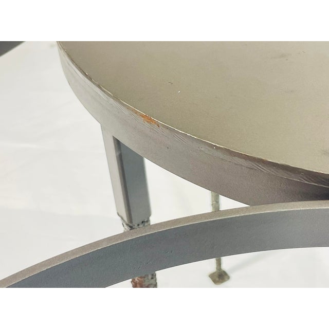 Vintage Brutalist Dining Table With Glass Top and Sculptural Textured Metal Base For Sale - Image 9 of 18