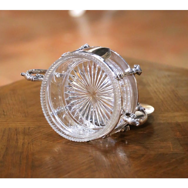 19th Century French Louis XVI Silver-Plated and Cut Crystal Sugar or Candy Bowl For Sale - Image 10 of 11
