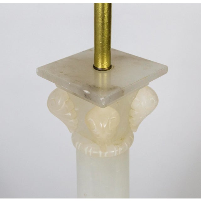 Early 20th Century Tall Alabaster Column Lamp W/ Gilded Base For Sale In San Francisco - Image 6 of 10