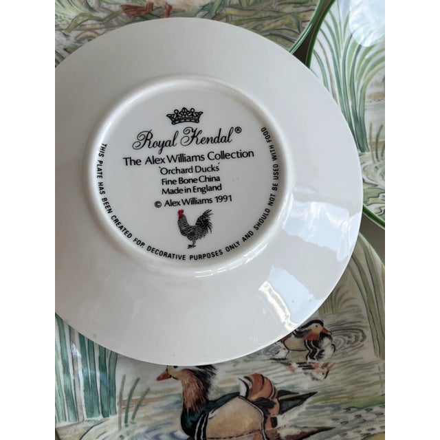 1990s Set of 5 Royal Bone China Kendal Plates From the Alex Williams 'Orchard Ducks' Collection, 1990s For Sale - Image 5 of 7