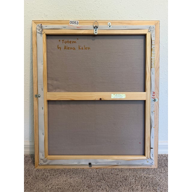 Original Abstract Textured Oil Painting by Alena Kalen "Totem" Framed, Coa For Sale - Image 10 of 10