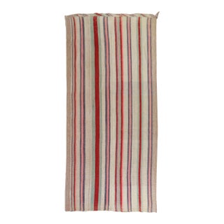Mid 20th Century Abstract Persian Striped Kilim Wide Runner For Sale