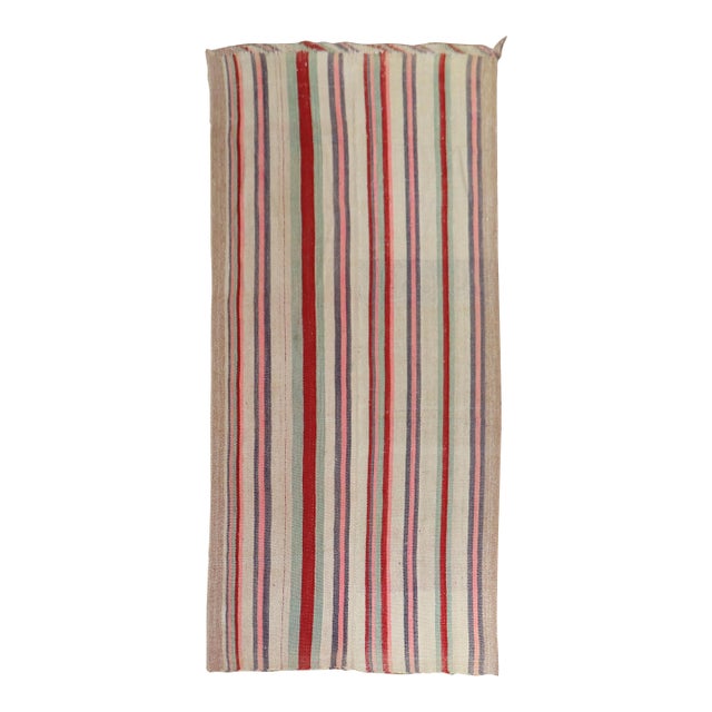 Mid 20th Century Abstract Persian Striped Kilim Wide Runner For Sale