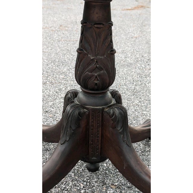 Brown Antique Empire Sewing Work Table by Hersee Furniture Flame Mahogany Drop Leaf For Sale - Image 8 of 13