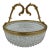 French Lead Crystal and 24k Gilt Bronze Double-Scroll Handle Centerpiece Bowl For Sale