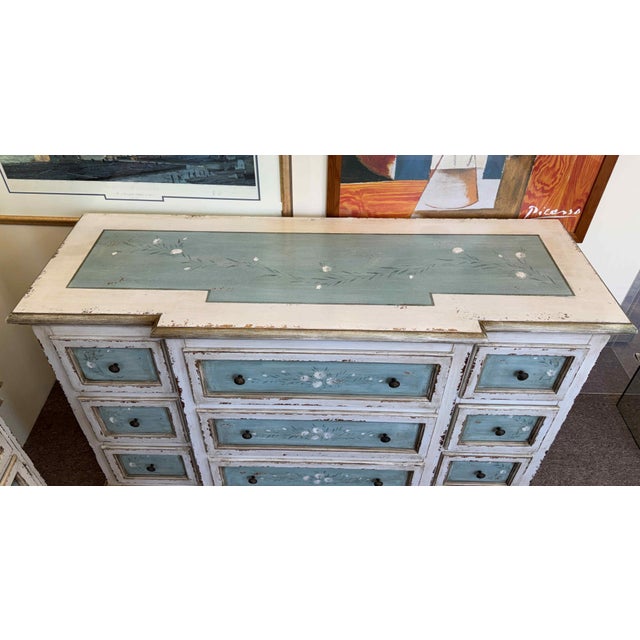 Vintage Hand Painted Shabby Chic Chest of Drawers For Sale - Image 4 of 12