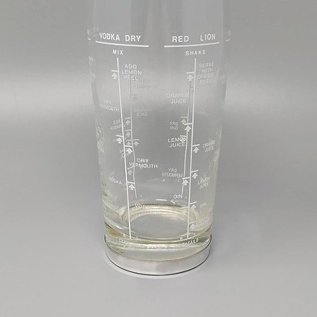 Mid-Century Modern Italian Silver-Plated and Glass Recipe Cocktail Shaker by Olri, 1950s For Sale - Image 6 of 8